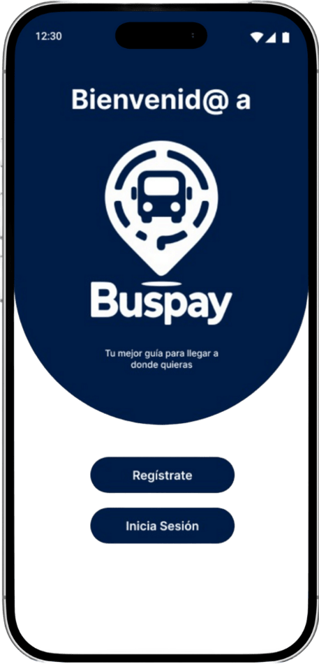 Pantalla de la app BusPay mostrando código QR para pago